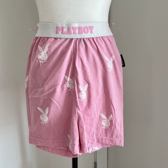 Playboy x Missguided High Waisted Boy Shorts | Size 4 | Pink/White - Picture 1 of 7